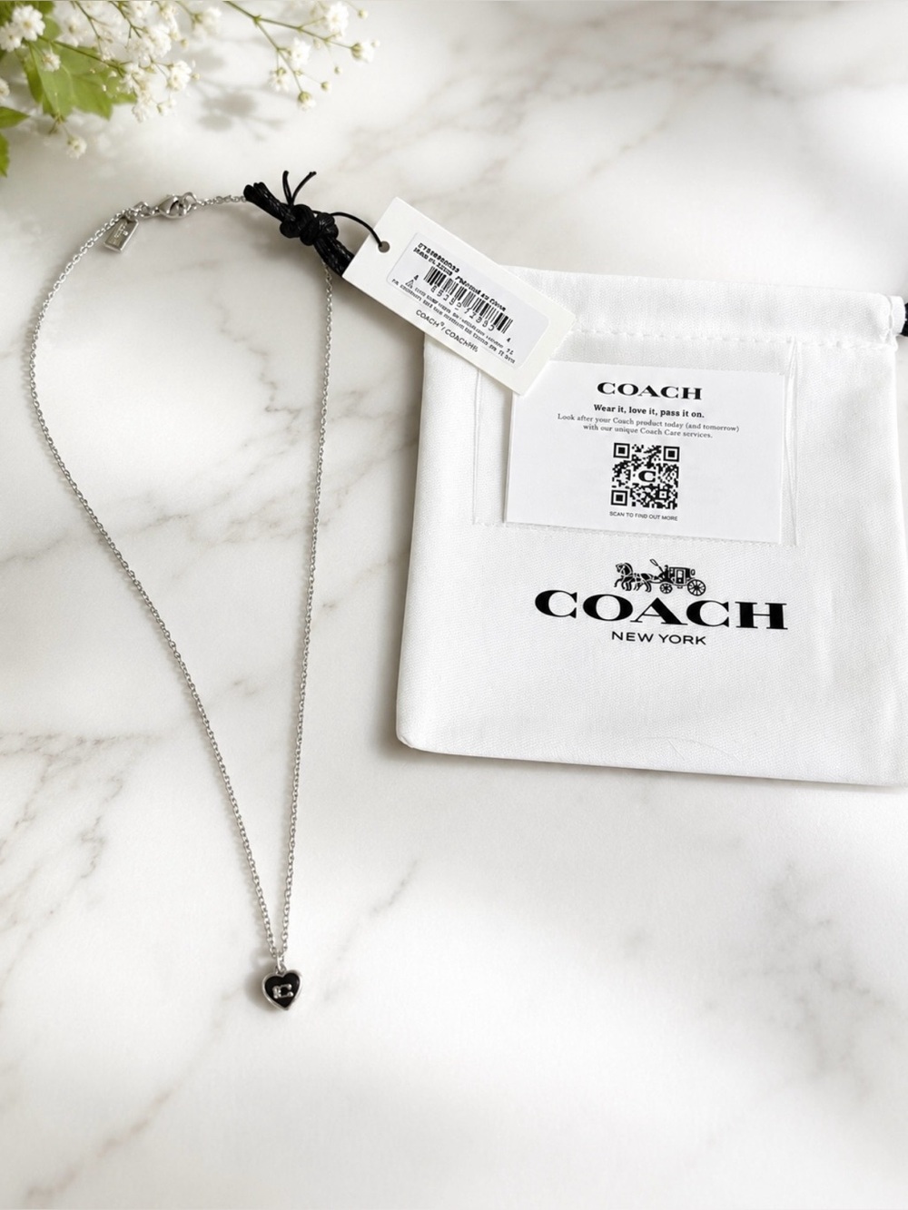 COACH Silver Pendant Necklace AND Bracelet Set- Women's Accessories